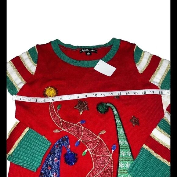 United States Sweaters Red Sequin Elf Christmas Holiday Sweater Size Small - Picture 6 of 8